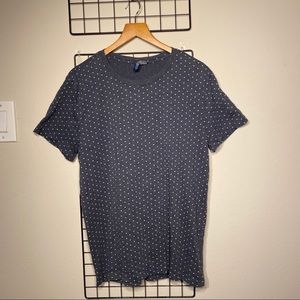 H&M DIVIDED NAVY BLUE WHITE POLKA DOT SHIRT